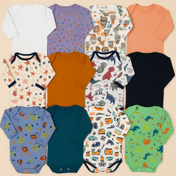 Kit 10 Bodies Bebê Manga Longa Sortido Enxoval Completo